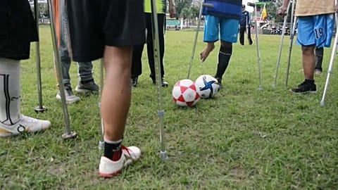 A team of amputees in Indonesia's Surabaya train intensively for an upcoming tournament in the capital Jakarta. They formed a football club as a way of fighting despondency.