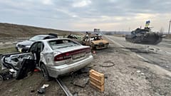 "Befreite Autobahn" östlich von Charkiw, Ukraine, 31.03.2022