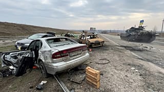"Befreite Autobahn" östlich von Charkiw, Ukraine, 31.03.2022