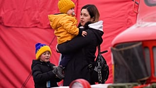 Refugees from Ukraine arrive to the border crossing Vysne Nemecke, Slovakia, Tuesday, March 1, 2022.