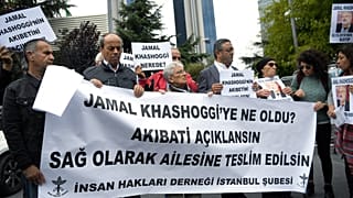 Demonstranten fordern Aufklärung über den Mord an Jamal Khashoggi (Archivbild von 2018).