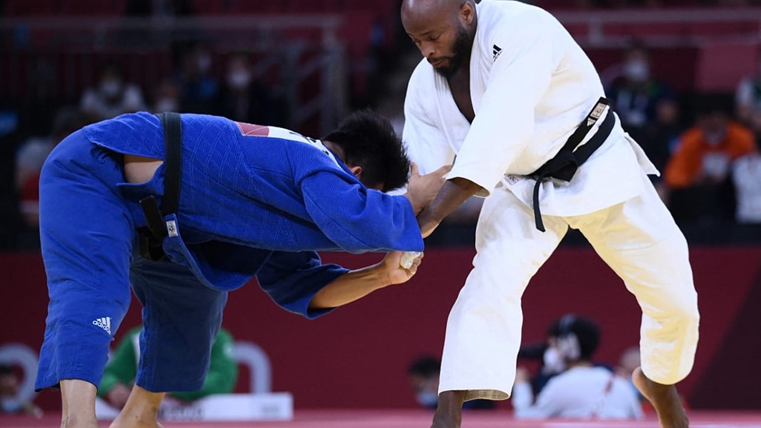Le Portugais Jorge Fonseca (blanc) lors du tournoi des -100 kg des Jeux olympiques de Tokyo 2020
