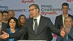 Serbiens Präsident Aleksandar Vucic nach der Wahl an diesem Sonntag