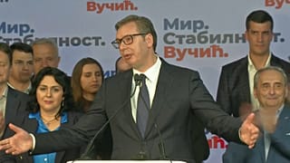 Serbiens Präsident Aleksandar Vucic nach der Wahl an diesem Sonntag