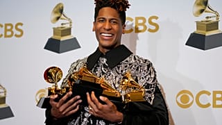 Jon Batiste, winner of the awards for best American roots performance for "Cry," best American roots song for "Cry," best music video for "Freedom," and more