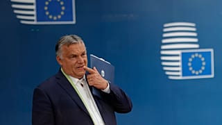 Hungarian Prime Minister Viktor Orban leaves at the end of an EU summit at the European Council building in Brussels, Friday, June 25, 2021