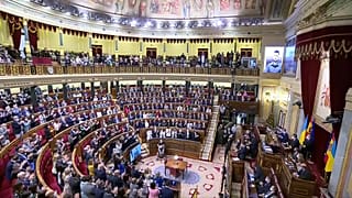 Volodímir Zelenki se dirigió a una reunión extraordinaria de las dos cámaras del parlamento español