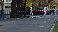 Police in Bucharest say the car rammed into the embassy gate at about 06:00 CET.