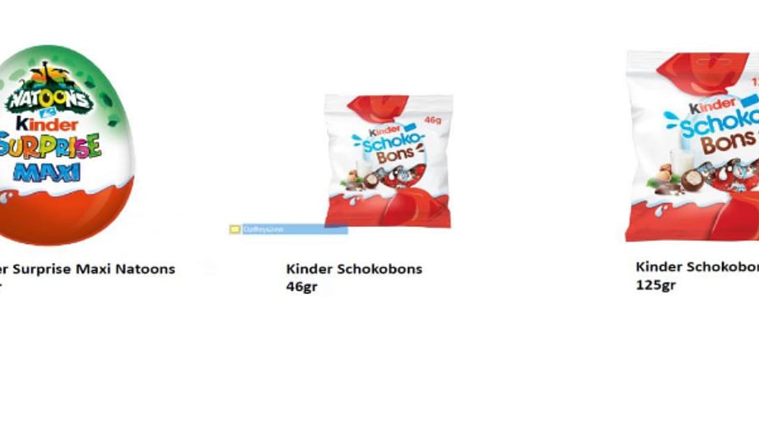 Προϊόντα kinder που ανακαλούνται στην Ελλάδα