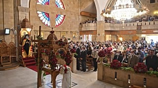 كنيسة النبي إلياس للروم الأرثوذكس في مدينة حلب شمال سوريا في 30 أبريل 2021.