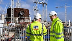 Britain's Prime Minister Boris Johnson during a visit to Hinkley Point C nuclear power station construction site in Somerset.
