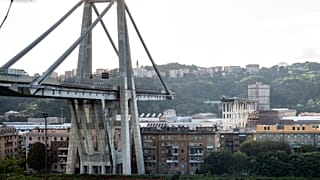 A view of the collapsed Morandi highway bridge in Genoa in August 2018.