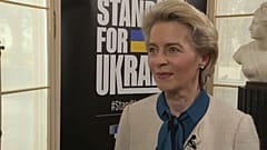 La presidenta de la Comisión Europea, Ursula von der Leyen, durante la entrevista