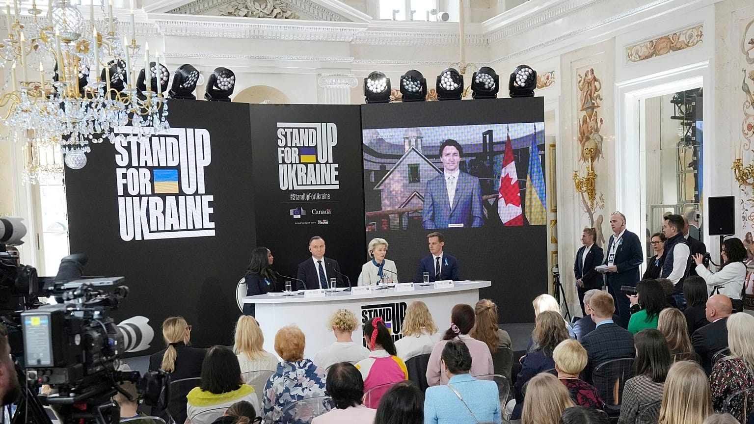 "Stand Up for Ukraine" global campaign for pledging funds for Ukraine and its refugees, at the Palace on the Water, in Warsaw, Poland, on Saturday, April 9, 2022. 