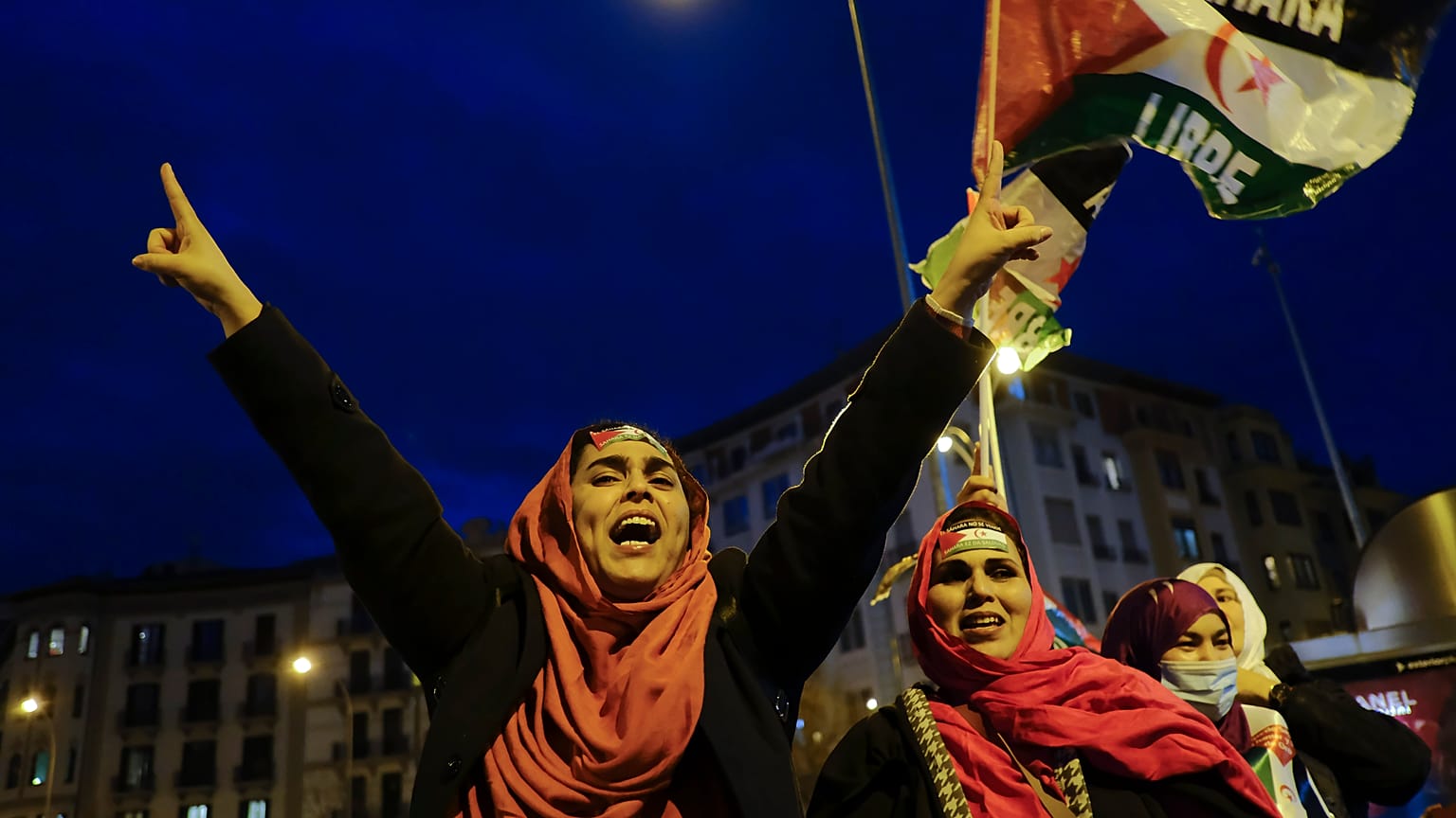 مظاهرات داعمة لجبهة البوليساريو في بامبلونا في شمال إسبانيا الأربعاء 23 مارس 2022