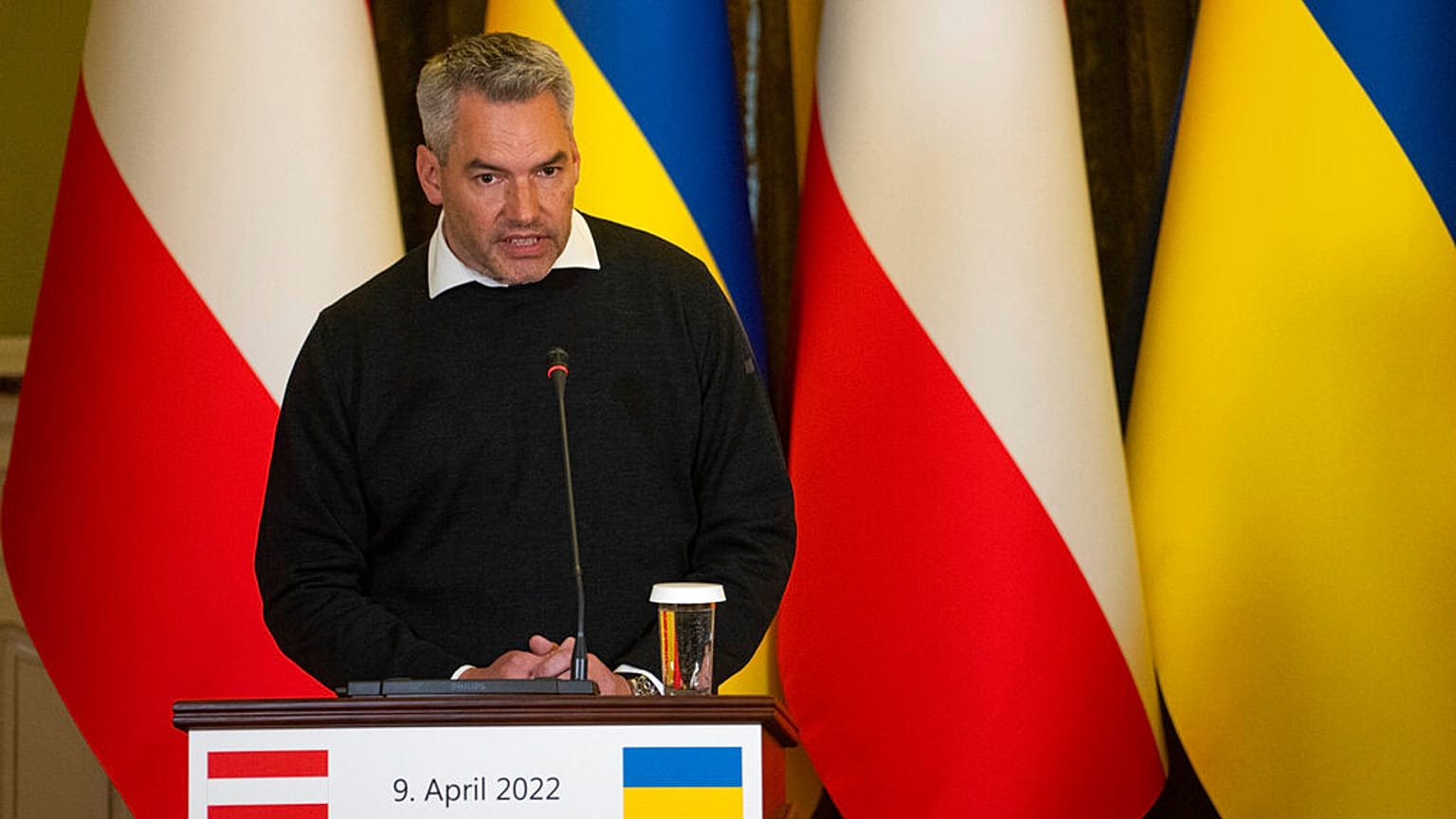 Il Cancelliere austriaco Karl Nehammer in visita a Kiev. (9.4.2022)