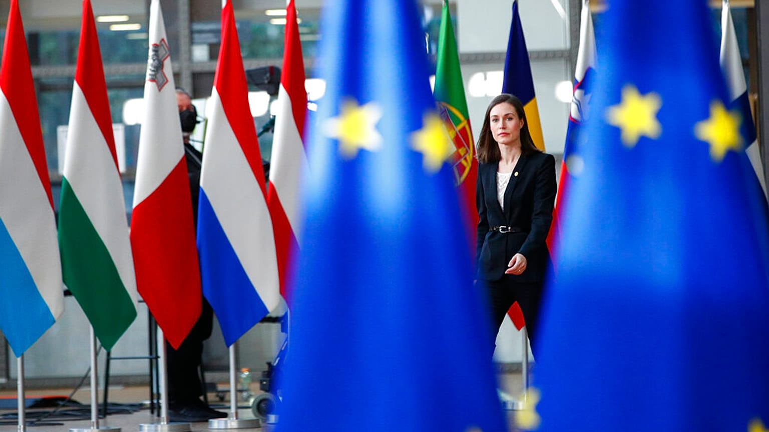 Sanna Marin, premier finlandese, a Bruxelles. (22.10.2021)