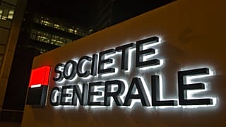 Le logo de la banque Société Générale sur un bâtiment à Paris