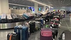 Baggage building up at Frankfort airport on 4 July.