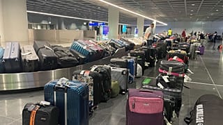 Baggage building up at Frankfort airport on 4 July.