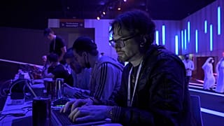 Cyber crime specialist at hacker event.