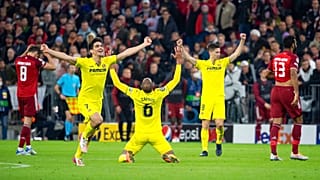 Jogadores do Villarreal celebram passagem às meias-finais da Liga dos Campeões