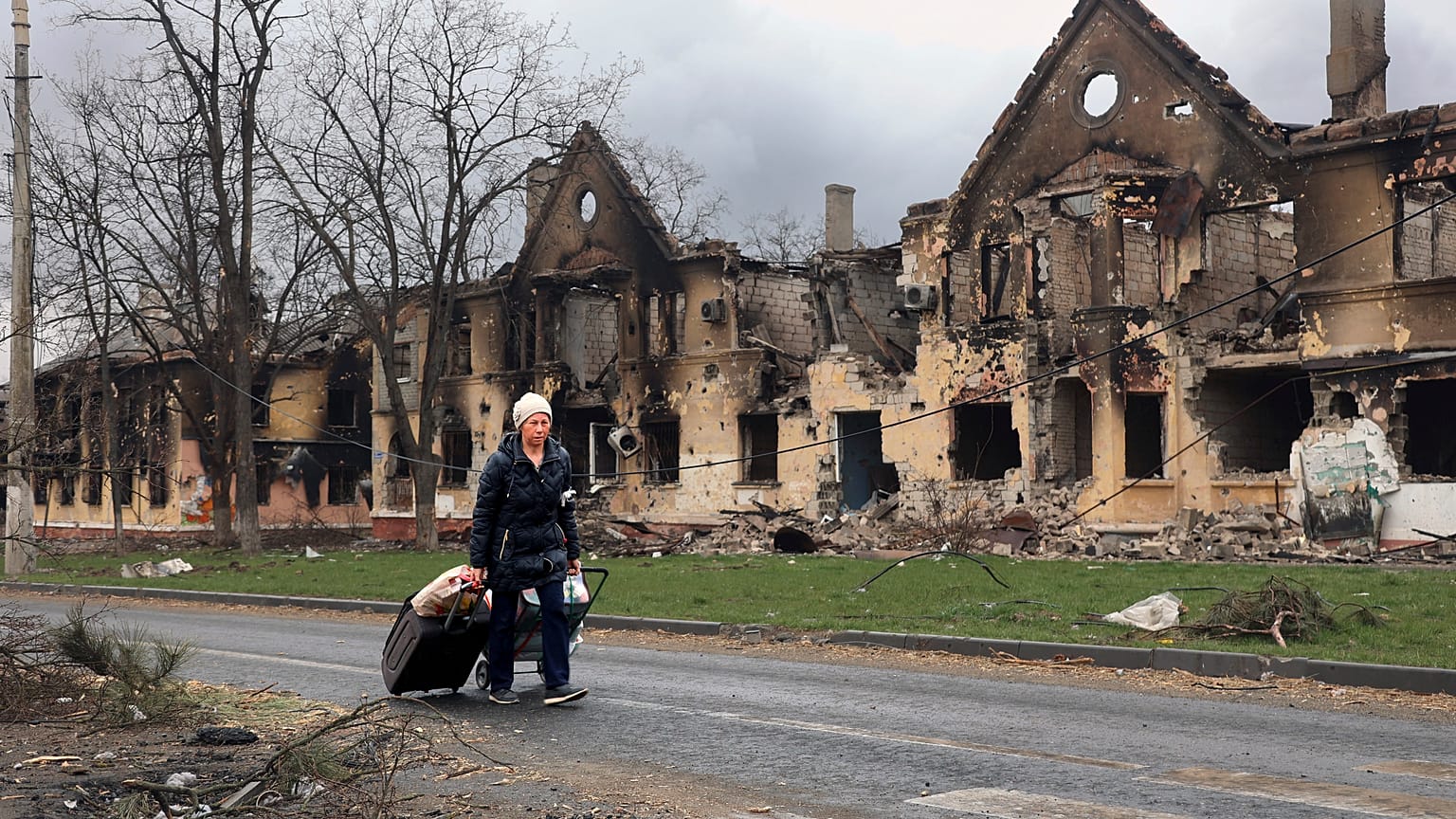 Zerstörte Gebäude in Mariupol (Aufnahme vom 8. April 22)
