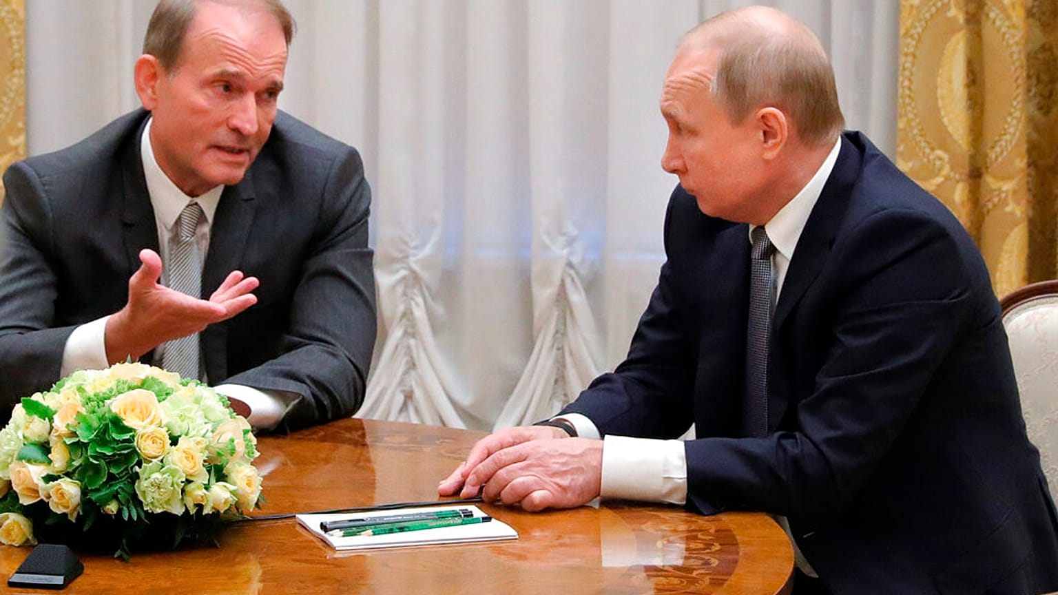 Medvedcsuk és Putyin egy 2019-es találkozón