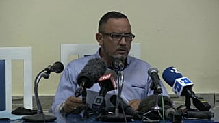 Juan Reynaldo Pérez, presidente de la Federación Cubana de Béisbol (FCB), durante la rueda de prensa