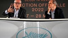 Festival delegate general Thierry Fremaux and festival president Pierre Lescure attend a press conference to announce the Cannes film festival line up