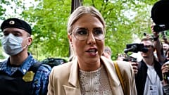 Lyubov Sobol pictured arriving at a court in Moscow in August 2021.