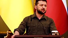 Volodimir Zelenszkij sajtótájékoztatót tartott április 13-án Kijevben 