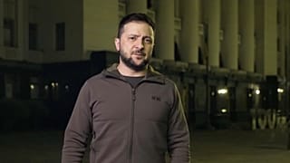 Imagen de Volodímir Zelenski durante su discurso en vídeo