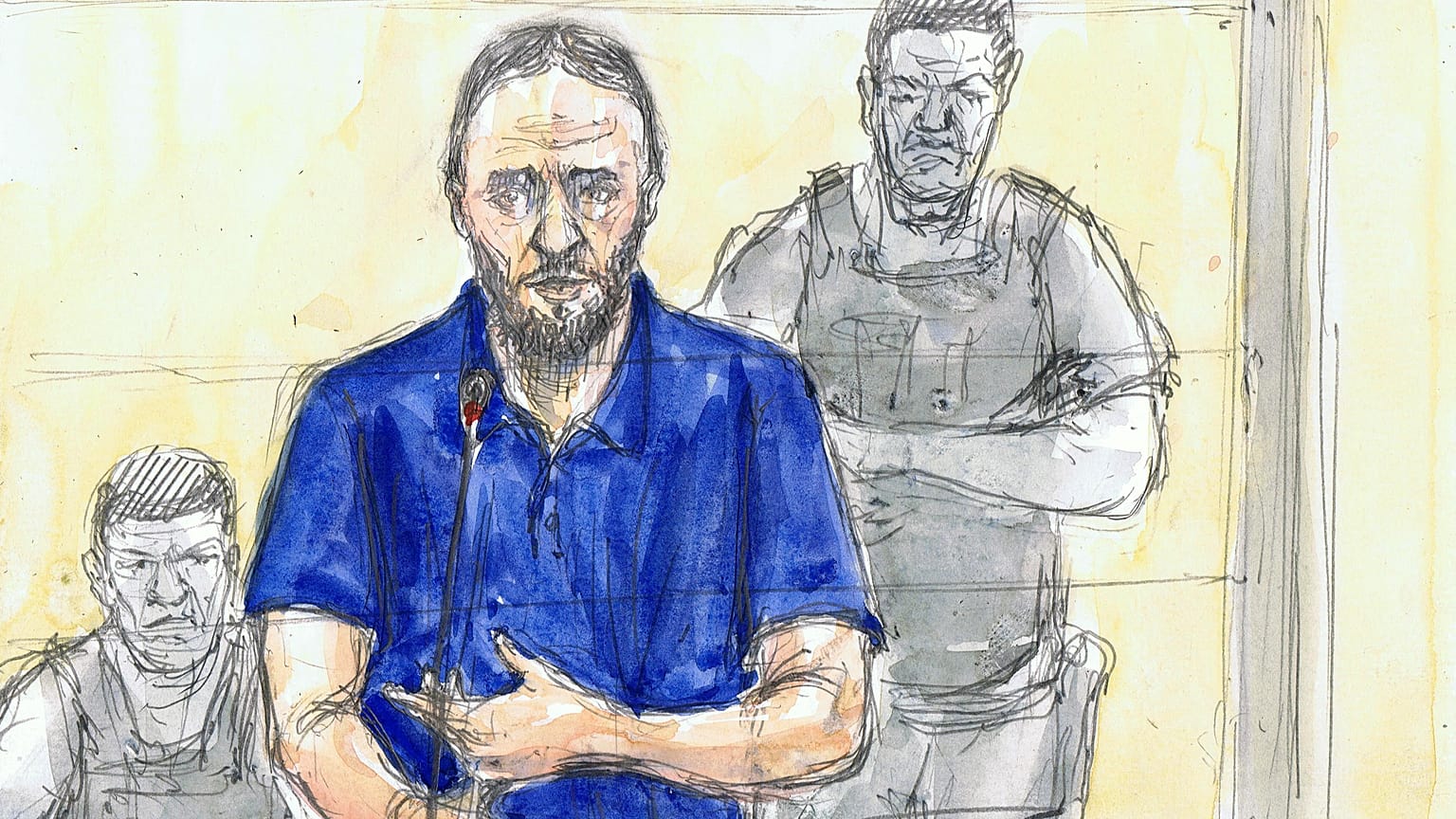 Salah Abdeslam, wie ihn ein Gerichtszeichner darstellte