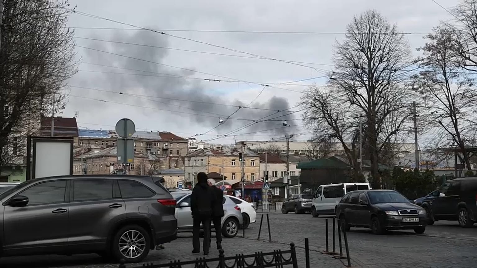 Bombardierung von Lwiw in der Ukraine am Ostermontag