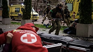 Russischer Angriff auf Charkiw in der Ukraine am Ostermontag
