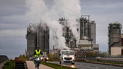 A view of Evonik chemical plant, in Wesseling, near Cologne, Germany, Wednesday, April 6, 2022.