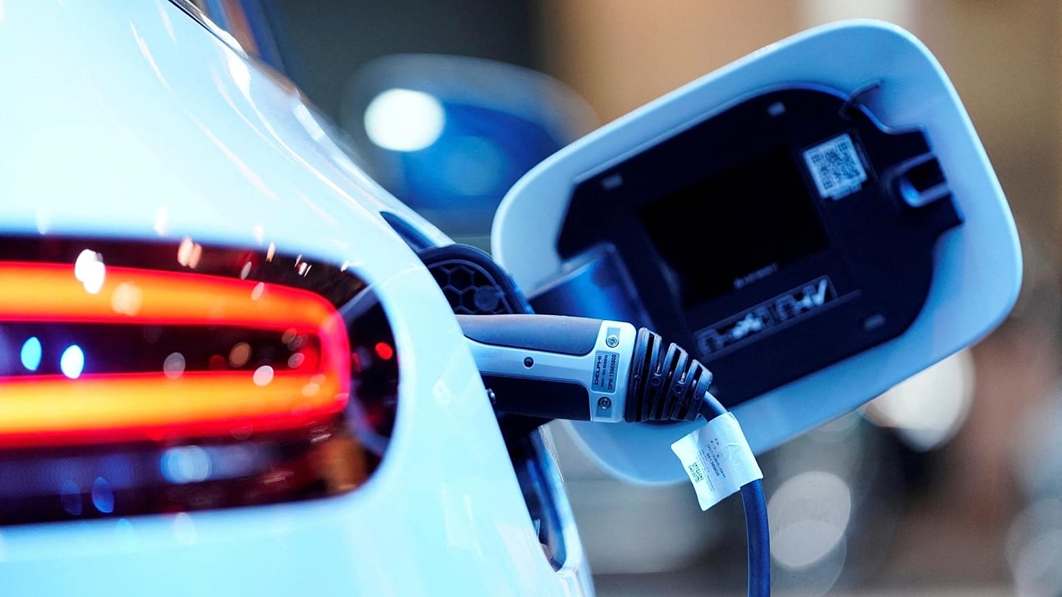FILE PHOTO: A charging port is seen on a Mercedes Benz EQC 400 4Matic electric vehicle at the Canadian International AutoShow in Toronto.