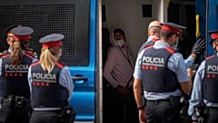 ضباط شرطة كتالونيا يلقون القبض على عملية تهريب واستهلاك المخدرات في برشلونة، إسبانيا.