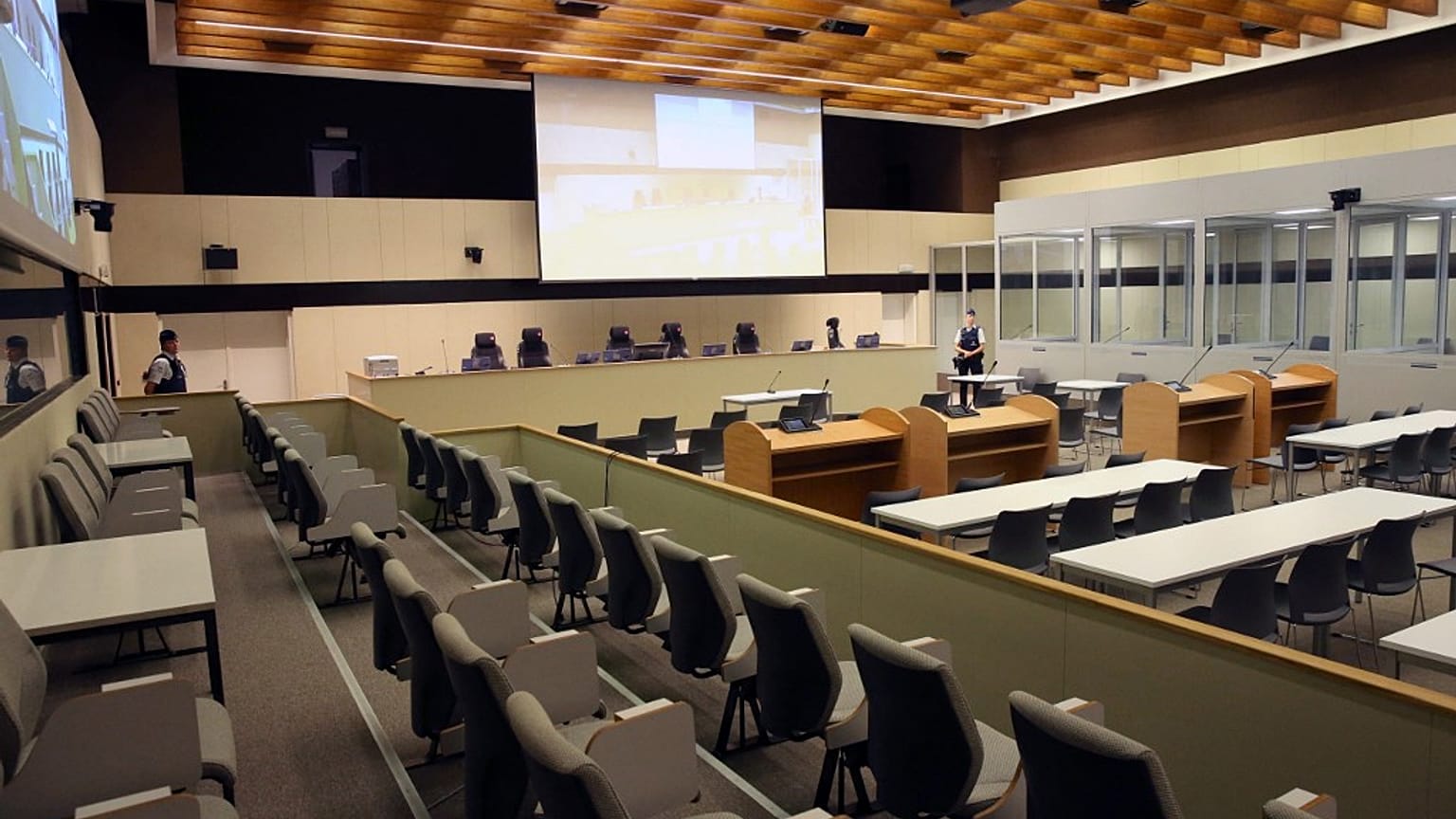 The trial is being held in a special courtroom inside former NATO offices in Brussels.