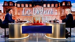 Amtsinhaber Emmanuel Macron und Herausforderin Marine Le Pen bei der einzigen Fernsehdebatte vor der zweiten Runde der Präsidentschaftswahlen am 20.04.2022