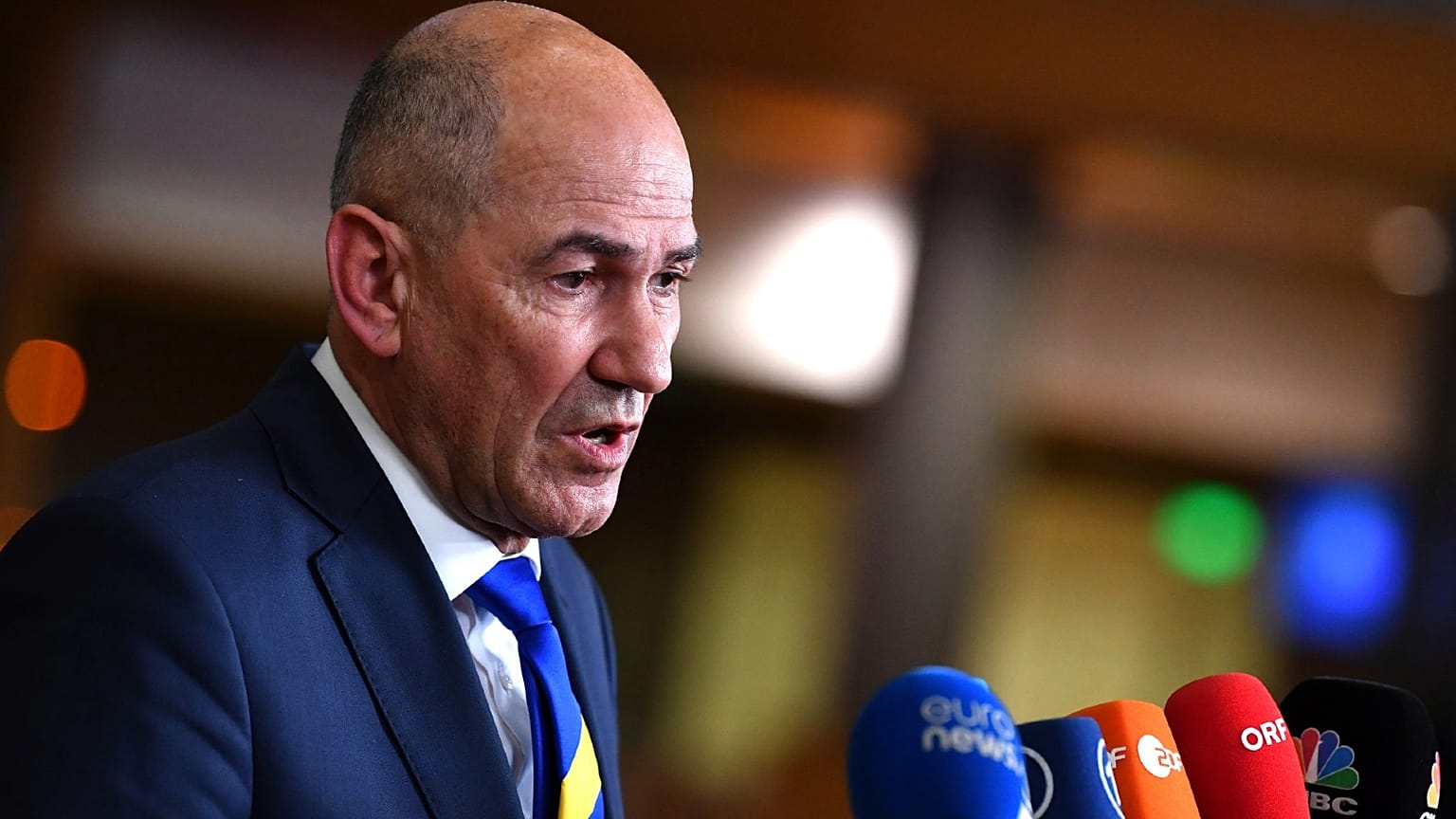 Janez Jansa en una cumbre europea