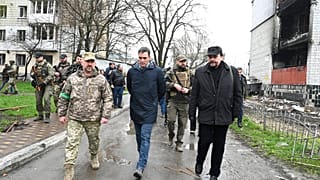 El presidente del Gobierno de España, Pedro Sánchez visita Borodyanka en Ucrania