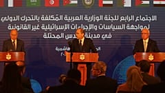  Arap Birliği Genel Sekreteri Ahmed Ebu Gayt (solda), Ürdün Dışişleri Bakanı Ayman Safadi (ortada) ve Filistin Dışişleri ve Gurbetçiler Bakanı Riad Malki (sağda)