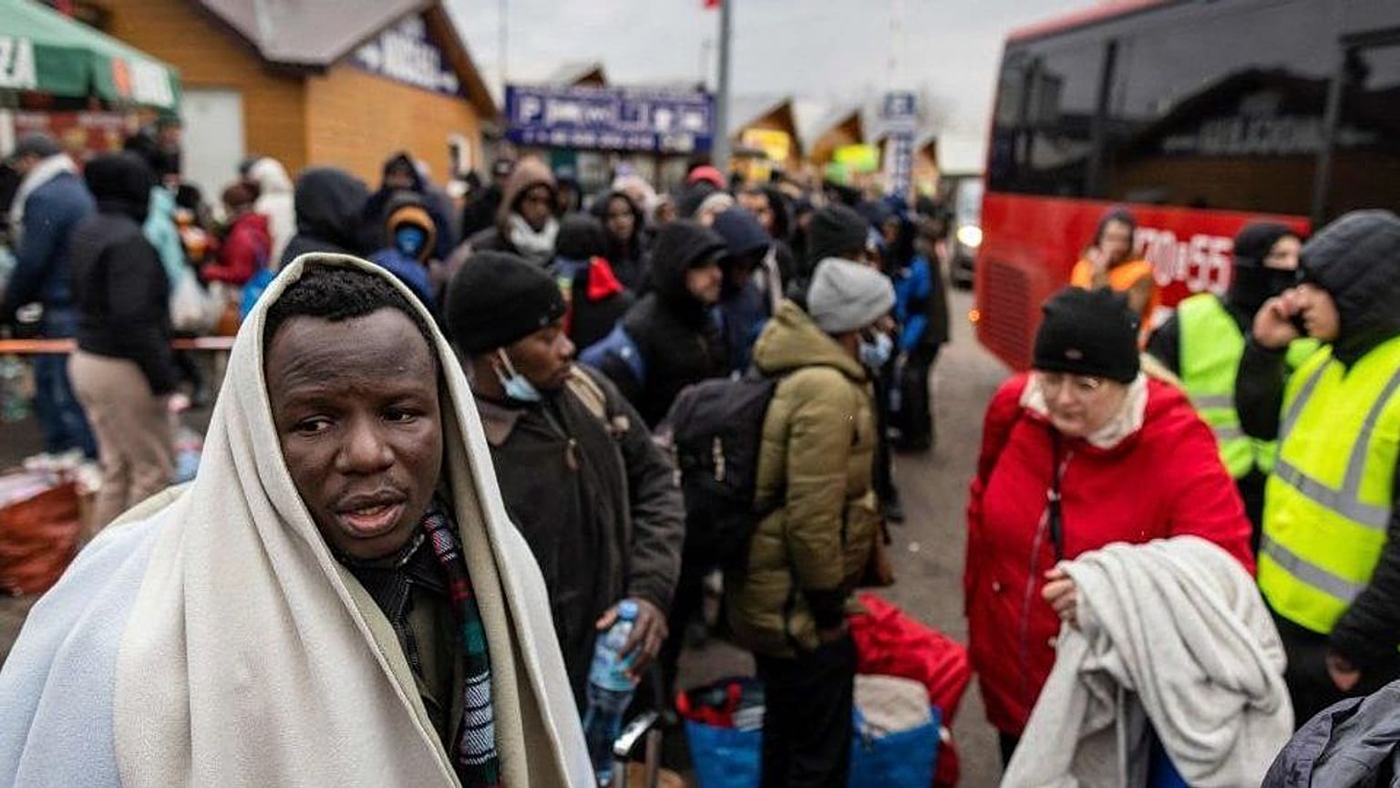 There are numerous reports of African students being prevented from catching buses and trains out of Ukraine.