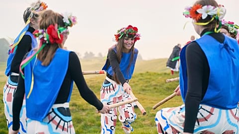 Boss Morris dance group perform a traditional Morris dance, with a modern twist