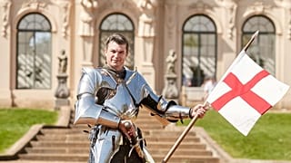 Actor poses in armour as Saint George