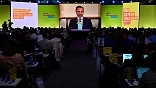 FDP-Chef Lindner ist per Videoschalte beim FDP-Bundesparteitag zugeschaltet, 24.04.2022