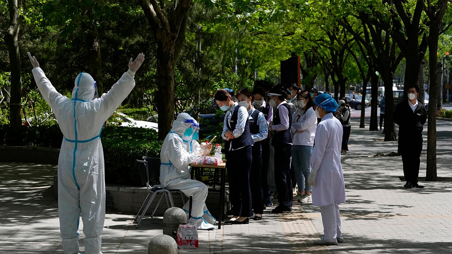 Residents line up for COVID testing in Beijing