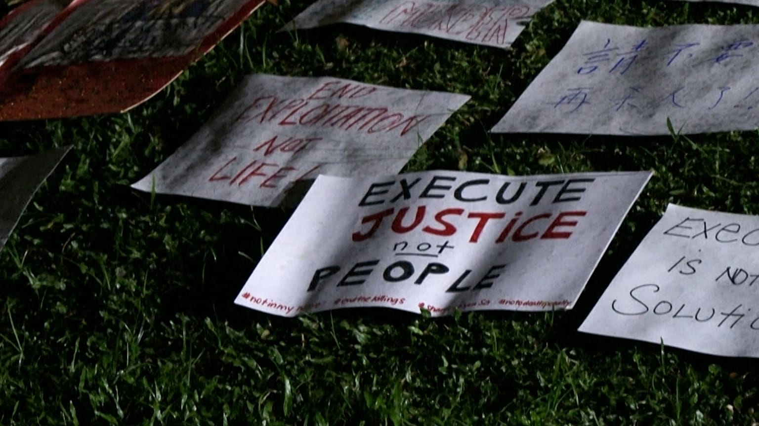 Signs on display